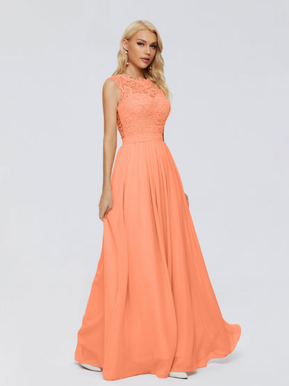 Melody A-Line Bateau Chiffon Bridesmaid Dresses