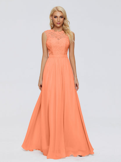 Melody A-Line Bateau Chiffon Bridesmaid Dresses