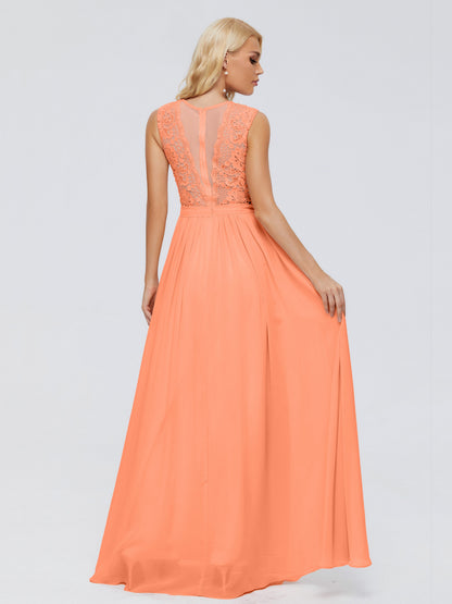 Melody A-Line Bateau Chiffon Bridesmaid Dresses
