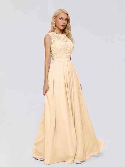 Melody A-Line Bateau Chiffon Bridesmaid Dresses