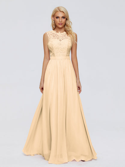 Melody A-Line Bateau Chiffon Bridesmaid Dresses