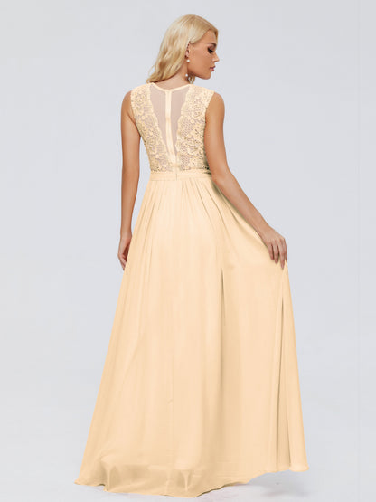 Melody A-Line Bateau Chiffon Bridesmaid Dresses