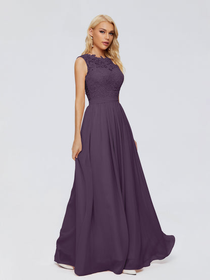 Melody A-Line Bateau Chiffon Bridesmaid Dresses