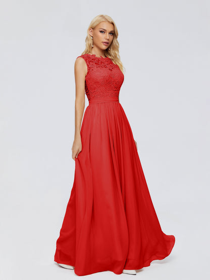 Melody A-Line Bateau Chiffon Bridesmaid Dresses