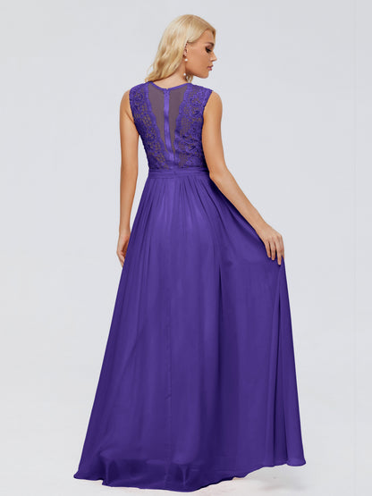 Melody A-Line Bateau Chiffon Bridesmaid Dresses