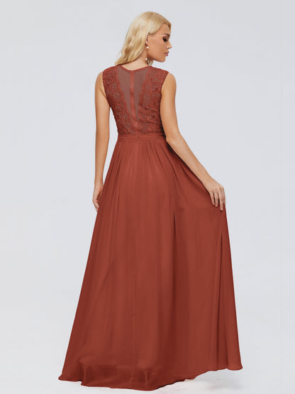 Melody A-Line Bateau Chiffon Bridesmaid Dresses