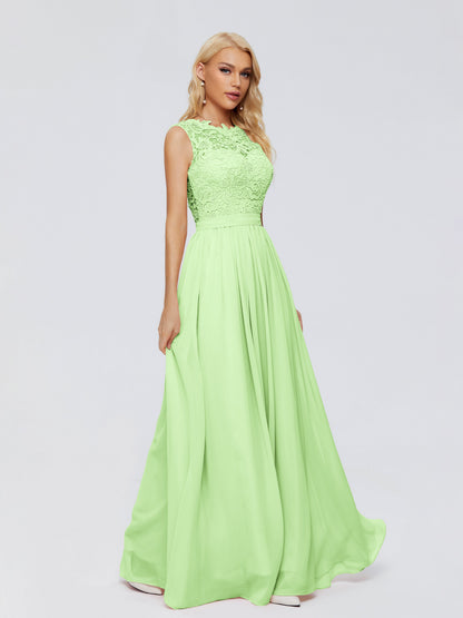 Melody A-Line Bateau Chiffon Bridesmaid Dresses