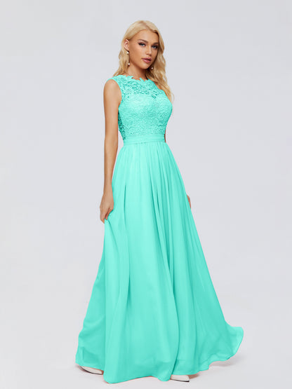 Melody A-Line Bateau Chiffon Bridesmaid Dresses