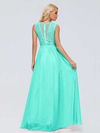 Melody A-Line Bateau Chiffon Bridesmaid Dresses