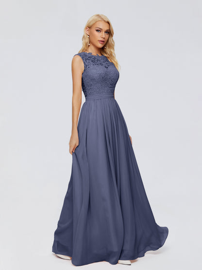 Melody A-Line Bateau Chiffon Bridesmaid Dresses