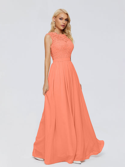 Melody A-Line Bateau Chiffon Bridesmaid Dresses