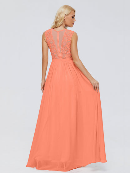 Melody A-Line Bateau Chiffon Bridesmaid Dresses