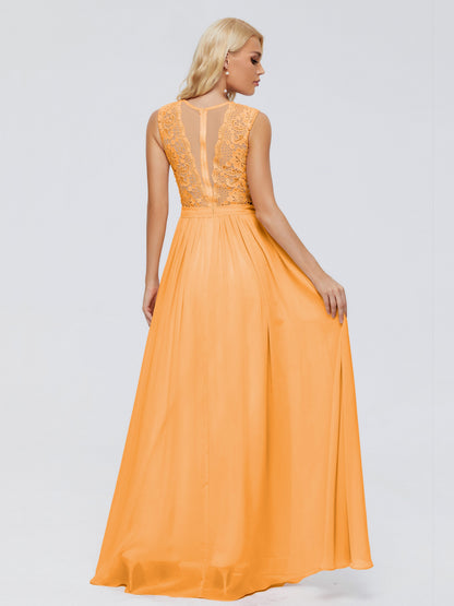 Melody A-Line Bateau Chiffon Bridesmaid Dresses