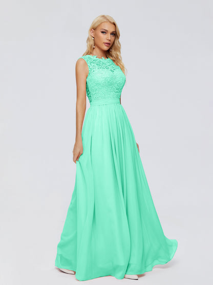 Melody A-Line Bateau Chiffon Bridesmaid Dresses