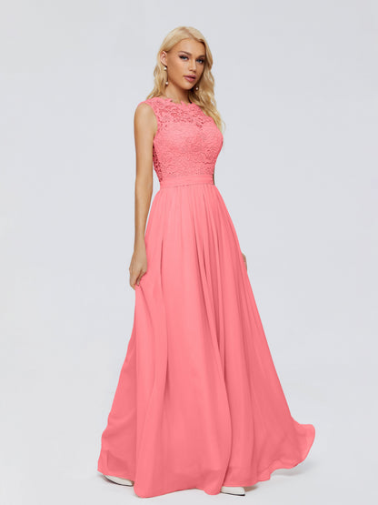 Melody A-Line Bateau Chiffon Bridesmaid Dresses