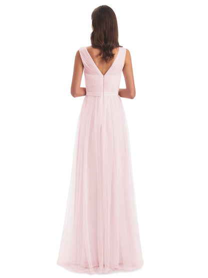 Mila Floor Length V-Neck Tulle Bridesmaid Dresses