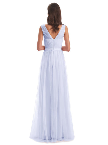 Mila Floor Length V-Neck Tulle Bridesmaid Dresses