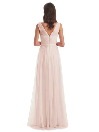 Mila Floor Length V-Neck Tulle Bridesmaid Dresses