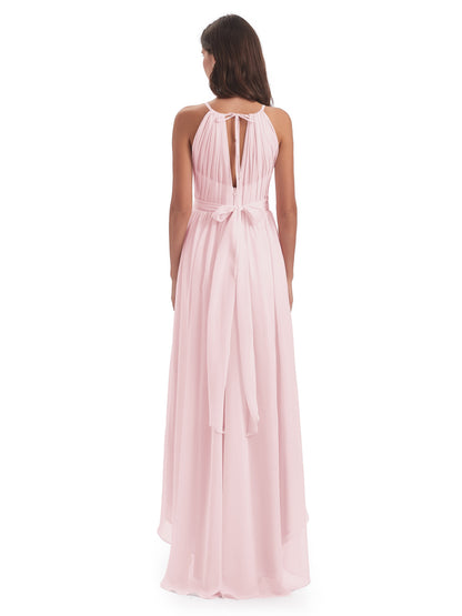 Oaklee Asymmetrical High Low Halter Chiffon Bridesmaid Dresses