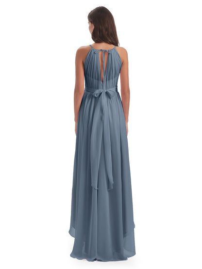 Oaklee Asymmetrical High Low Halter Chiffon Bridesmaid Dresses