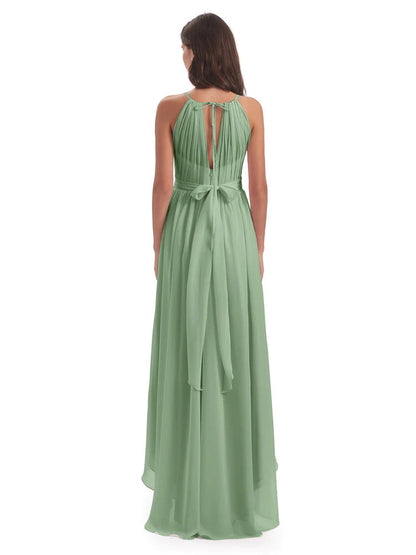 Oaklee Asymmetrical High Low Halter Chiffon Bridesmaid Dresses