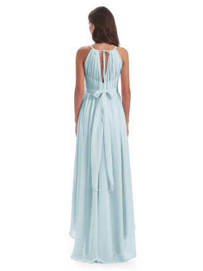 Oaklee Asymmetrical High Low Halter Chiffon Bridesmaid Dresses