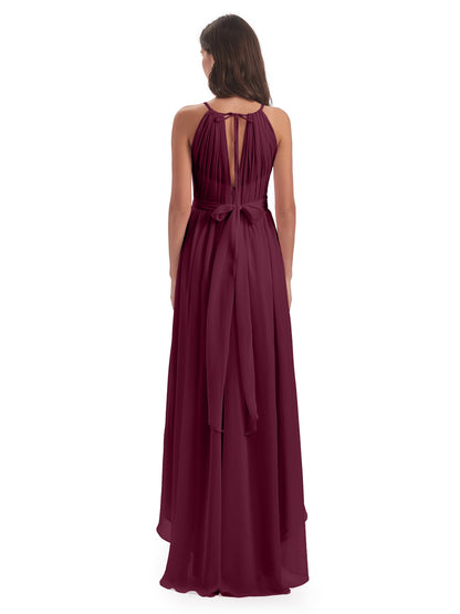 Oaklee Asymmetrical High Low Halter Chiffon Bridesmaid Dresses