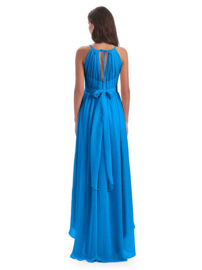 Oaklee Asymmetrical High Low Halter Chiffon Bridesmaid Dresses