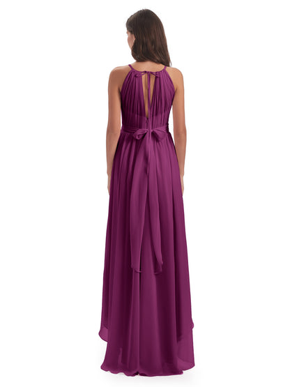 Oaklee Asymmetrical High Low Halter Chiffon Bridesmaid Dresses