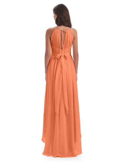 Oaklee Asymmetrical High Low Halter Chiffon Bridesmaid Dresses