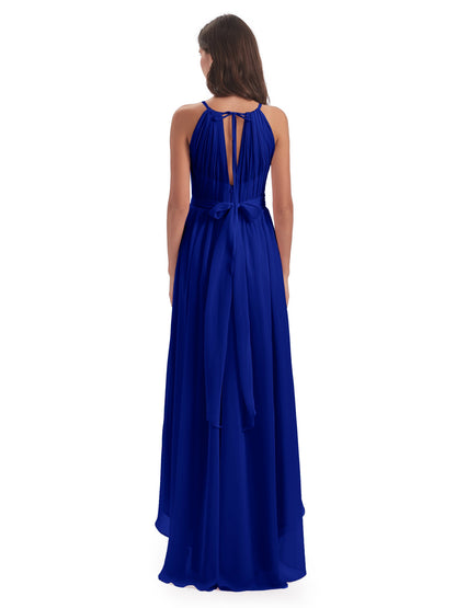 Oaklee Asymmetrical High Low Halter Chiffon Bridesmaid Dresses