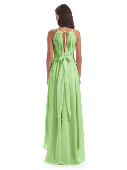 Oaklee Asymmetrical High Low Halter Chiffon Bridesmaid Dresses