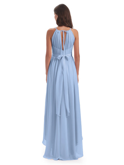 Oaklee Asymmetrical High Low Halter Chiffon Bridesmaid Dresses