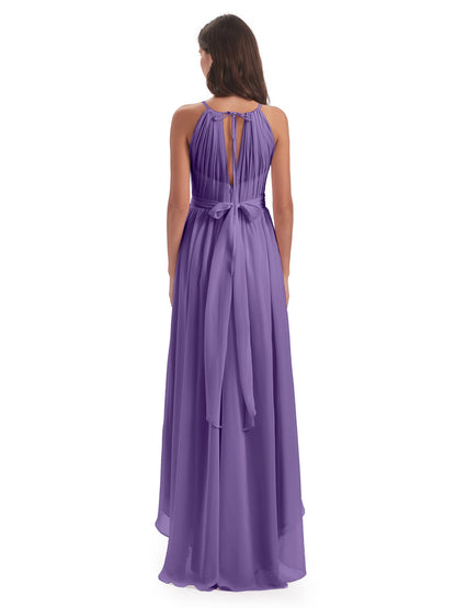 Oaklee Asymmetrical High Low Halter Chiffon Bridesmaid Dresses
