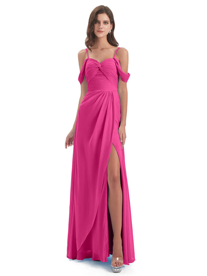 Olivia Off The Shoulder Spaghetti Straps Chiffon Bridesmaid Dresses