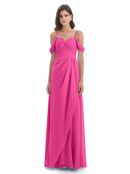 Olivia Off The Shoulder Spaghetti Straps Chiffon Bridesmaid Dresses