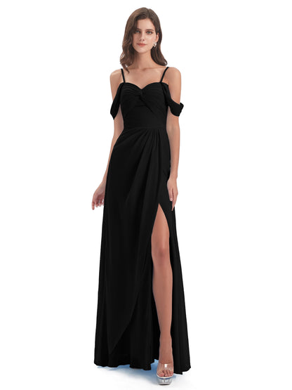 Olivia Off The Shoulder Spaghetti Straps Chiffon Bridesmaid Dresses