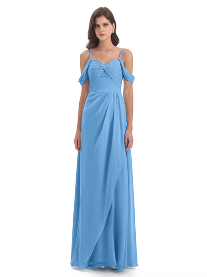 Olivia Off The Shoulder Spaghetti Straps Chiffon Bridesmaid Dresses
