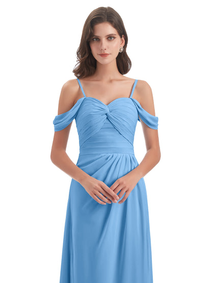 Olivia Off The Shoulder Spaghetti Straps Chiffon Bridesmaid Dresses