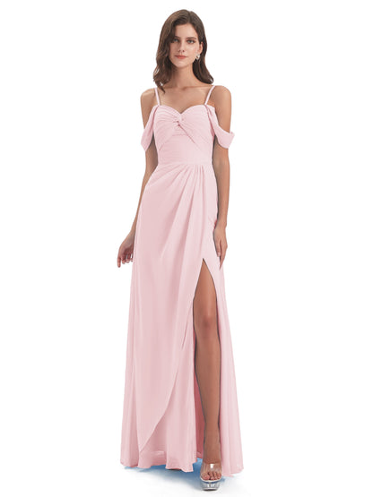 Olivia Off The Shoulder Spaghetti Straps Chiffon Bridesmaid Dresses
