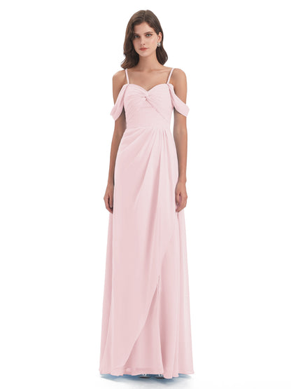 Olivia Off The Shoulder Spaghetti Straps Chiffon Bridesmaid Dresses