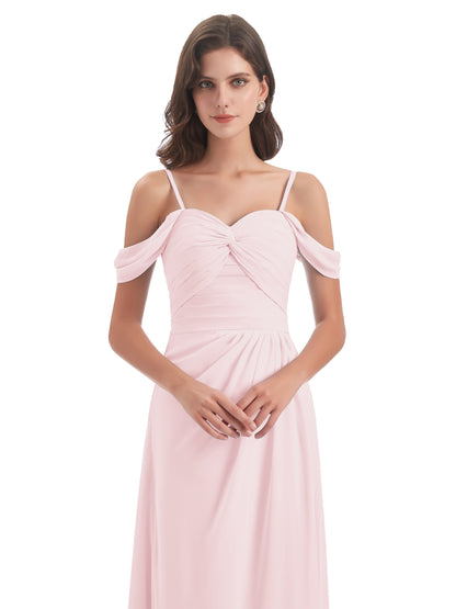 Olivia Off The Shoulder Spaghetti Straps Chiffon Bridesmaid Dresses