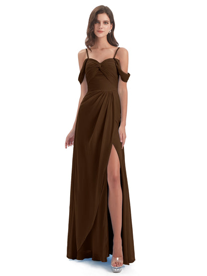 Olivia Off The Shoulder Spaghetti Straps Chiffon Bridesmaid Dresses