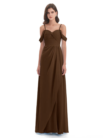 Olivia Off The Shoulder Spaghetti Straps Chiffon Bridesmaid Dresses