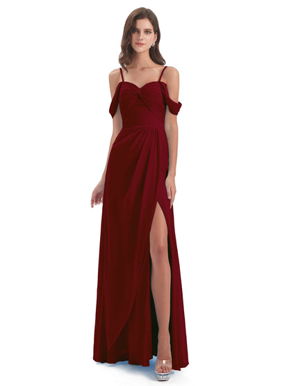 Olivia Off The Shoulder Spaghetti Straps Chiffon Bridesmaid Dresses