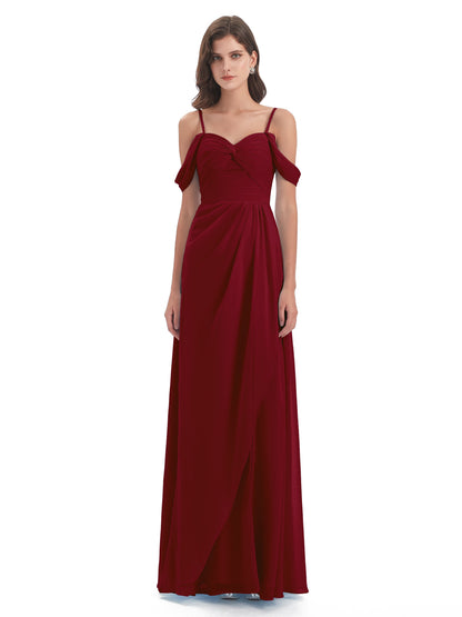 Olivia Off The Shoulder Spaghetti Straps Chiffon Bridesmaid Dresses