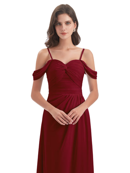 Olivia Off The Shoulder Spaghetti Straps Chiffon Bridesmaid Dresses