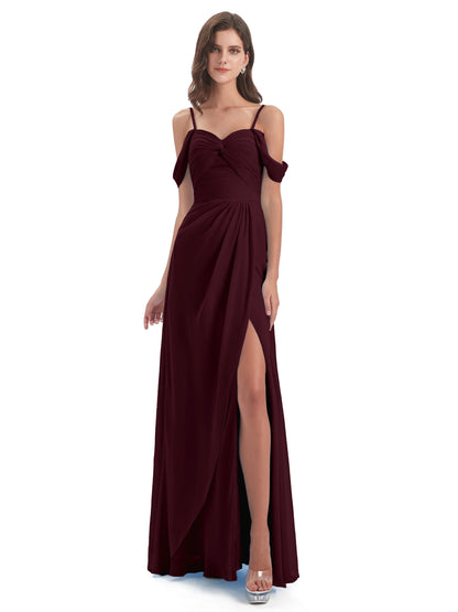 Olivia Off The Shoulder Spaghetti Straps Chiffon Bridesmaid Dresses
