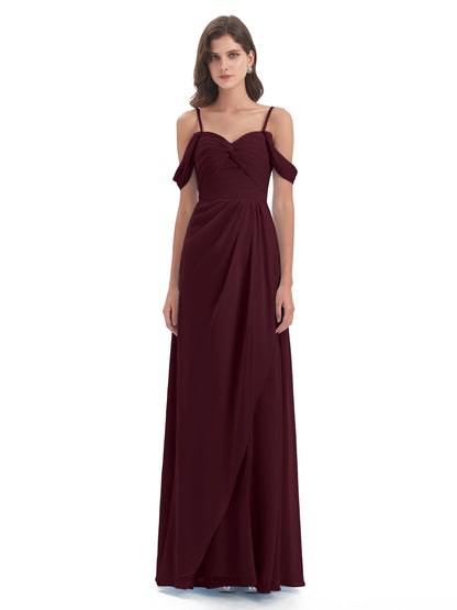 Olivia Off The Shoulder Spaghetti Straps Chiffon Bridesmaid Dresses