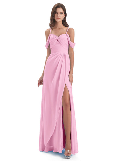 Olivia Off The Shoulder Spaghetti Straps Chiffon Bridesmaid Dresses